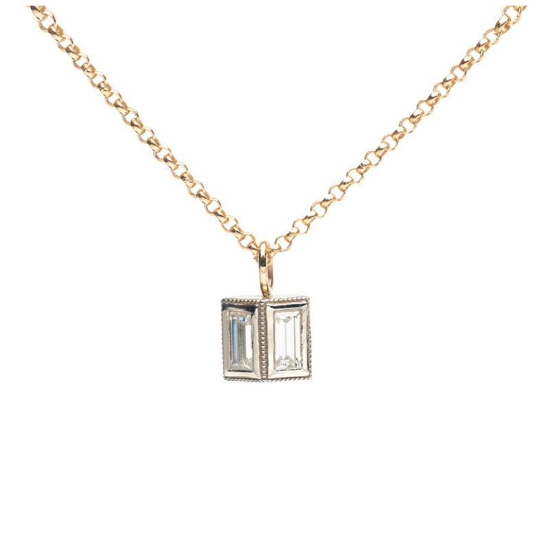Baguette Moissanite necklace in gold