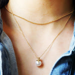 Akoya Pearl Diamond and Leaf Necklace