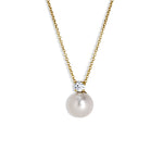 Akoya Pearl Diamond and Leaf Necklace
