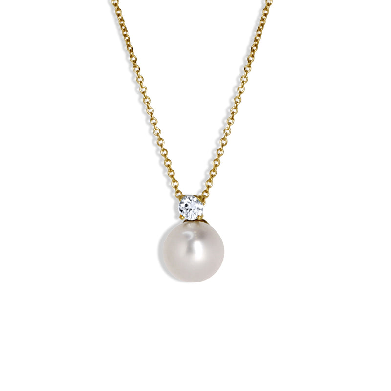 Akoya Pearl Diamond and Leaf Necklace