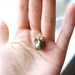 Gold Bow Pendant with Tahitian Pearl 13mm - LEL JEWELRY