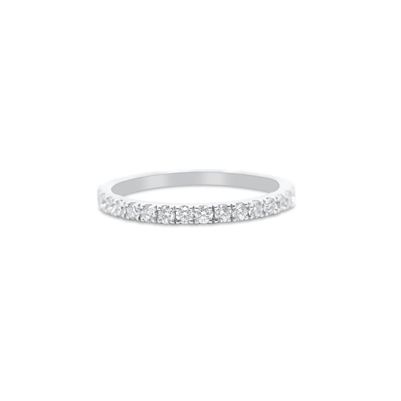Platinum french pave diamond ring