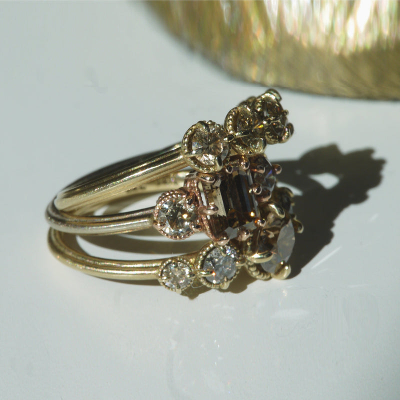 Marigold Five Champagne Diamond Ring Size 5.5-7