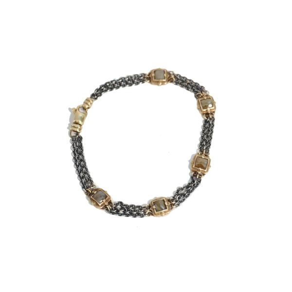 Raw Beauty Square Diamond Gold Bracelet