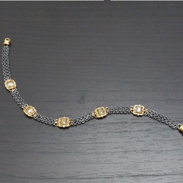 Raw Beauty Square Diamond Gold Bracelet