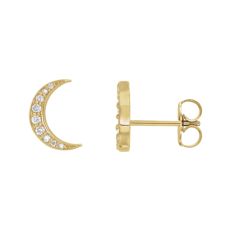 Crescent Moon Diamond Stud Earrings