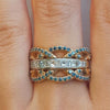 A Set of Blue diamond Crown Stacking Bands - LEL JEWELRY
