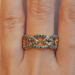 A Set of Blue diamond Crown Stacking Bands - LEL JEWELRY