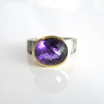 Checkerboard Amethyst Ring