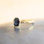 Crescent Moon and Stars Oval Blue Sapphire Ring