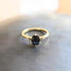 Crescent Moon and Stars Oval Blue Sapphire Ring