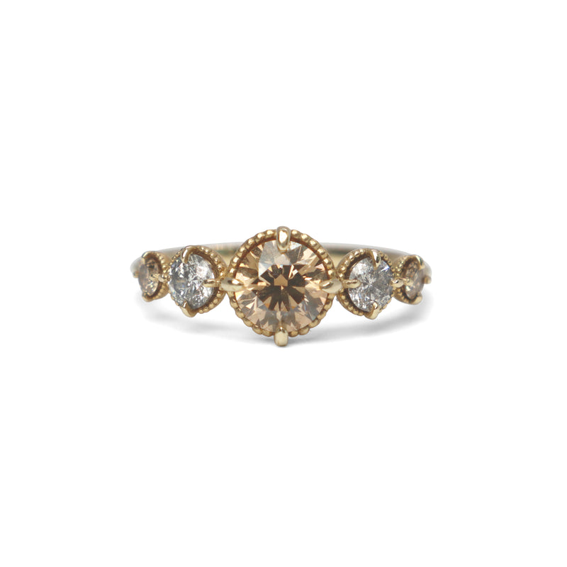 Marigold Five Graduated Champagne Diamond Ring Size 5-6.5