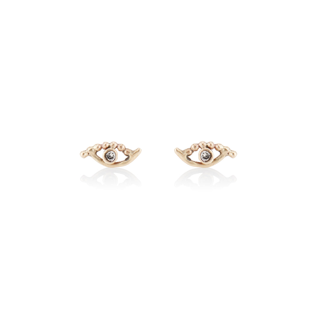 'Golden eye' beaded stud earrings - LEL JEWELRY