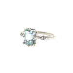 'Heather' Blue Topaz and Diamond Leaf Ring