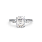 Heather Emerald cut Diamond Leaf Ring Size 7