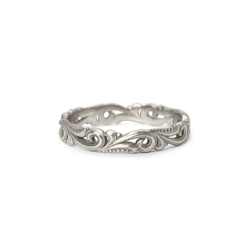 Hera Filigree Scrollwork Carved Gold Band
