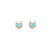 'Horseshoe' brushed gold Turquoise Stud earrings - LEL JEWELRY