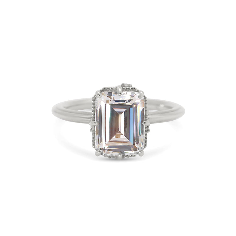 Jasmine Emerald cut Engagement Ring Hidden Diamonds
