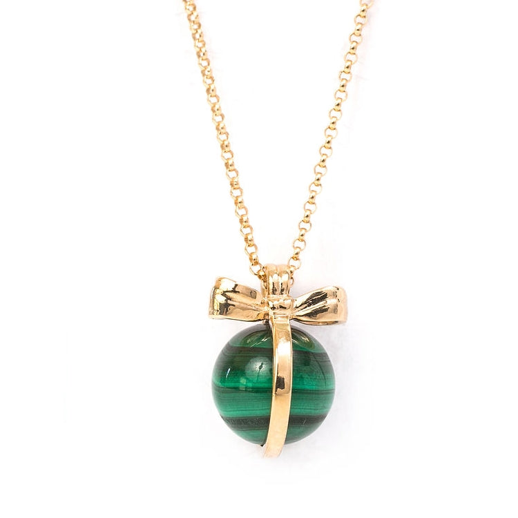 Put a Bow on It - Malachite Gold Necklace