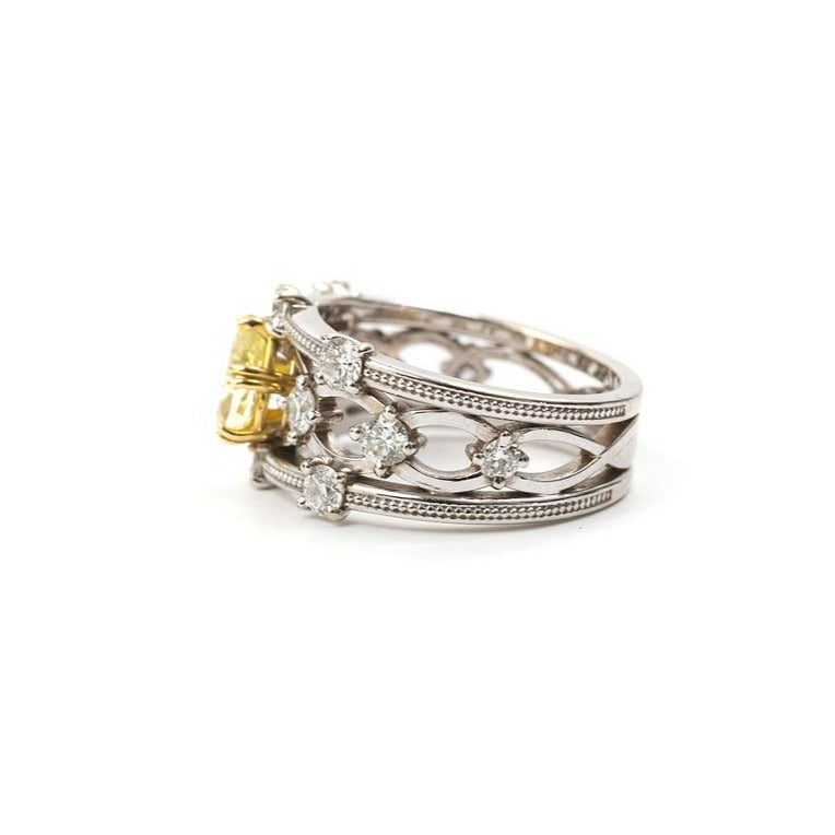 Lattice Pear Yellow Diamond Ring
