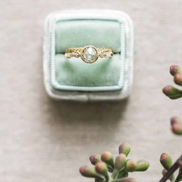 Rose Vine Rose Cut Yellow Gold Ring