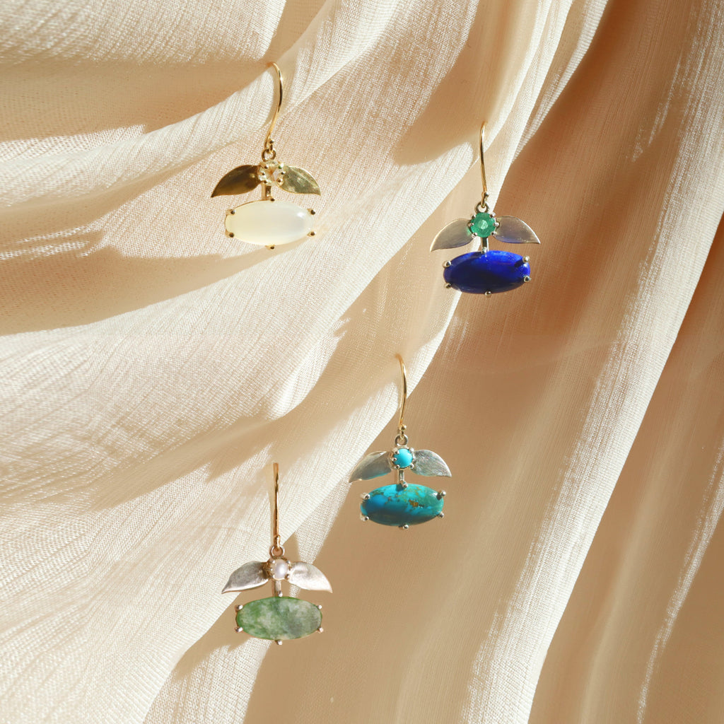 Laurel Malachite and Pearl Dangle Earrings