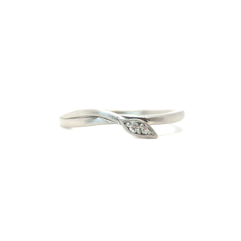 Leaf Wrap Double Diamond Ring Silver
