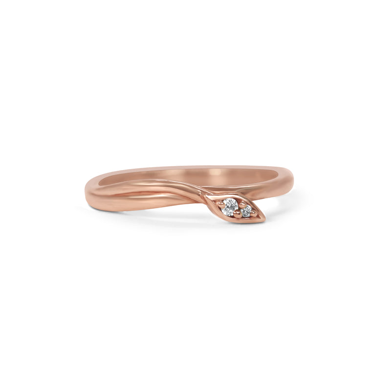Leaf Wrap Double Diamond Ring Rose Gold Size 5-7