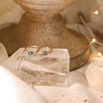 Marigold Oval 7x5 Rose cut Montana Sapphire and diamond ring