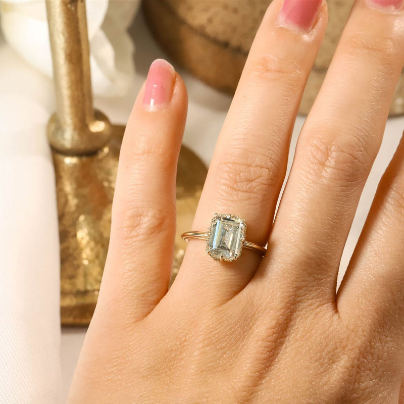 Jasmine Emerald cut Engagement Ring Hidden Diamonds