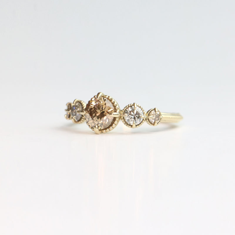 Marigold Five Graduated Champagne Diamond Ring Size 5-6.5
