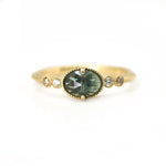 Marigold Oval Montana Sapphire and diamond ring Gold ring by Ellie Lee