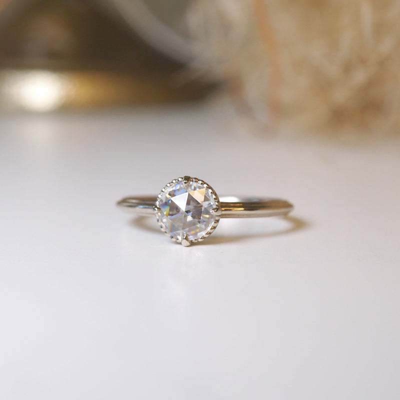 Marigold Solitaire Rose Cut Moissanite Ring