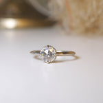 Marigold Solitaire Rose Cut Moissanite Ring Size 6
