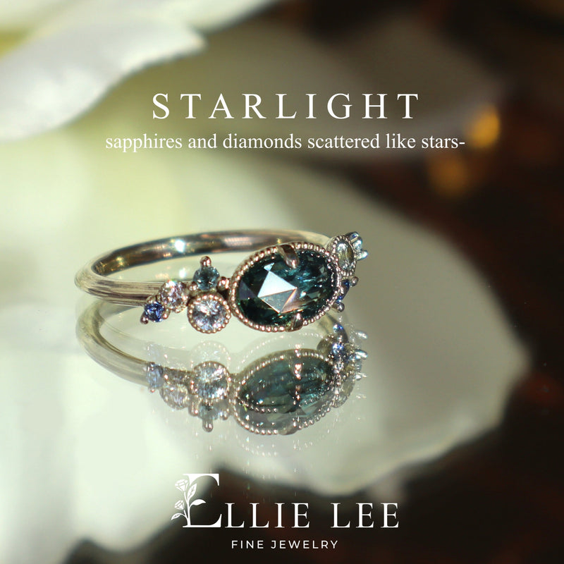 Marigold Starlight Oval Rose Cut Sapphire Ring