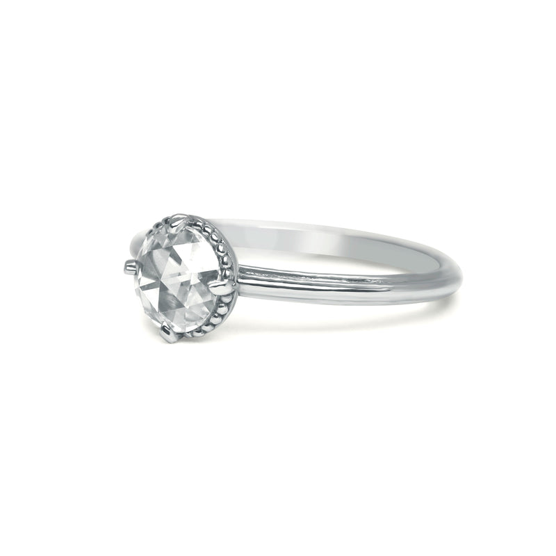 Marigold Solitaire Rose Cut Moissanite Ring Size 6