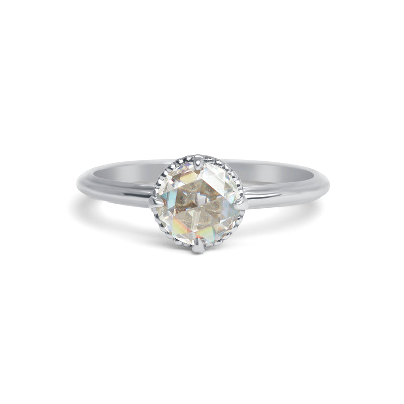 Marigold Solitaire Rose Cut Moissanite Ring Size 6