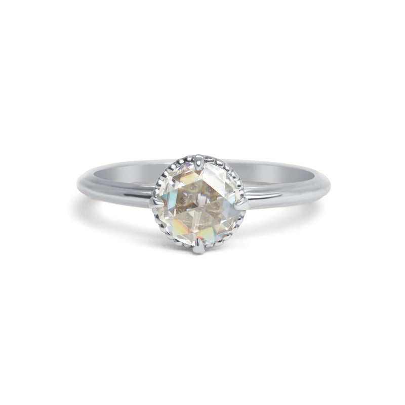 Marigold Solitaire Rose Cut Moissanite Ring