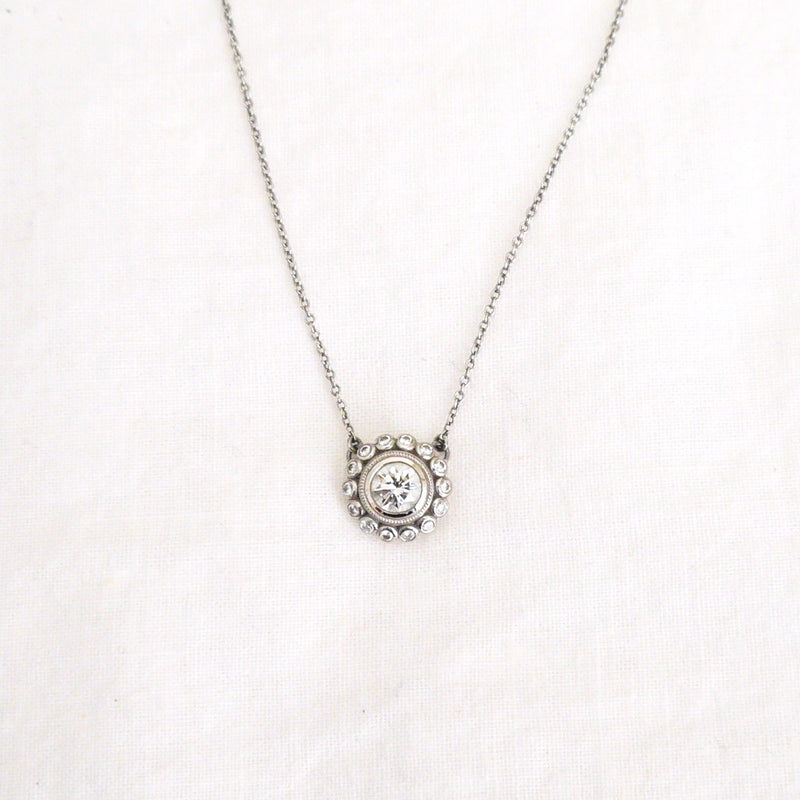 Platinum Flower Diamond Necklace - LEL JEWELRY