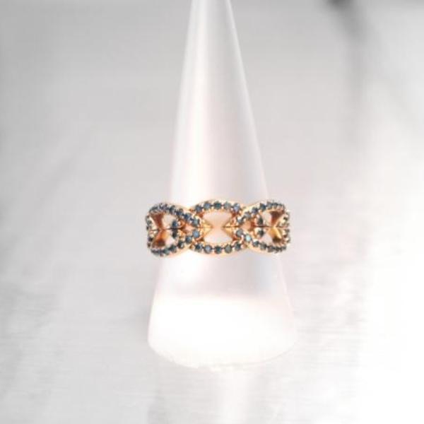 A Set of Blue diamond Crown Stacking Bands - LEL JEWELRY