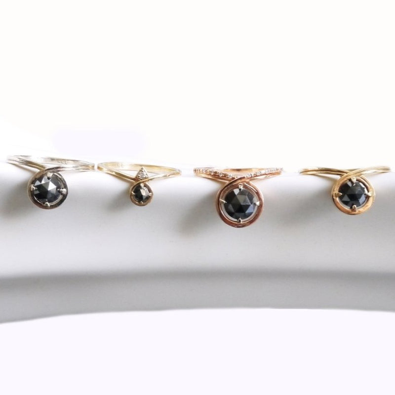 Passage Medium White Gold Black Diamond Ring Size 6