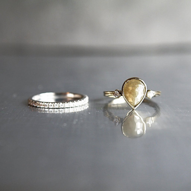 'Mia' Gray Rose Cut Pear Diamond Ring - LEL JEWELRY