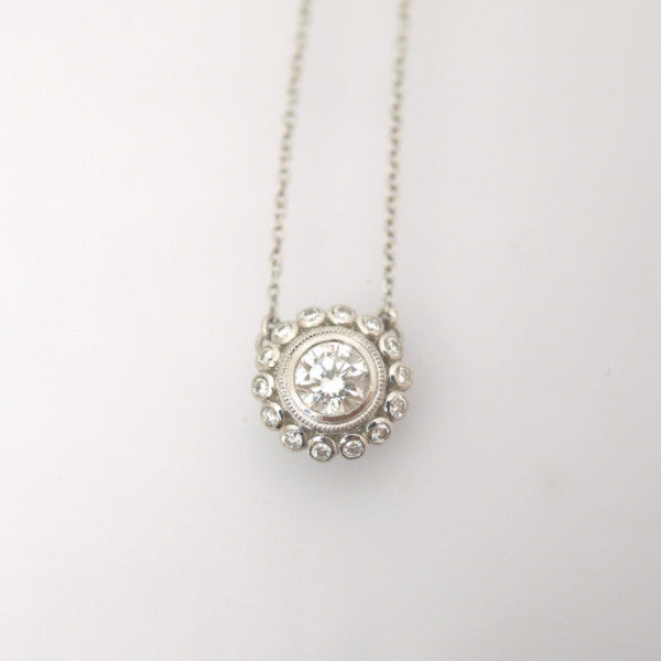 Platinum Flower Diamond Necklace - LEL JEWELRY