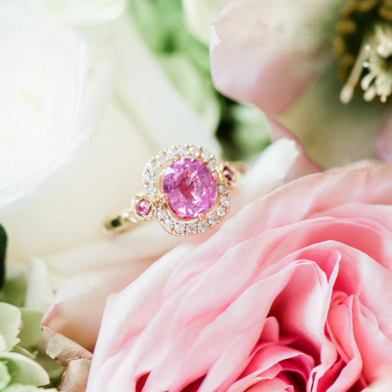 Rose Vine Natural 2.03ct Pink Sapphire Diamond Ring