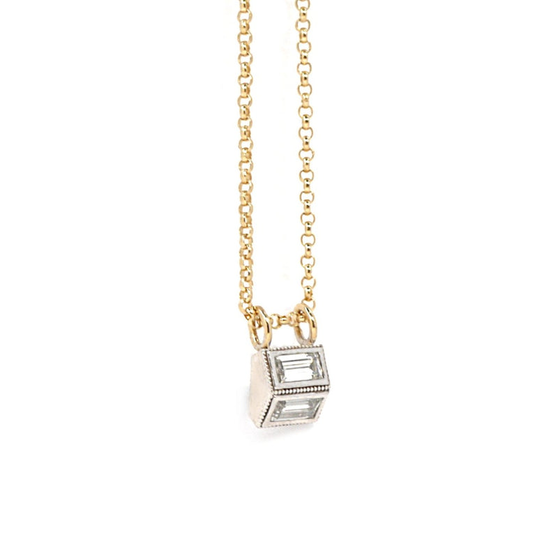 Reflection Baguette Moissanite Two-Tone Gold Necklace