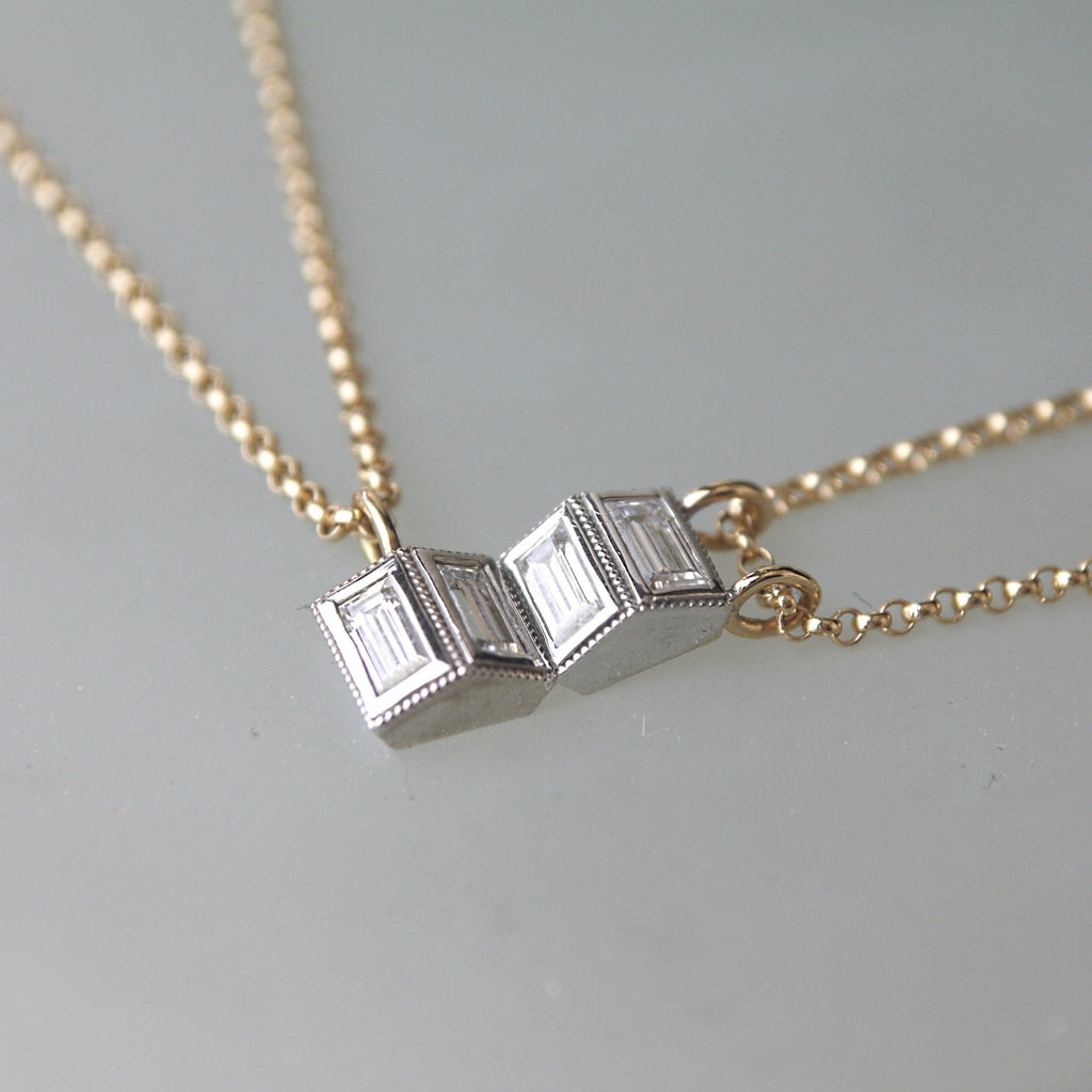 Reflection baguette moissanite necklace 
