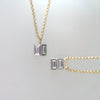 Reflection Baguette Moissanite Two-Tone Gold Necklace Vertical