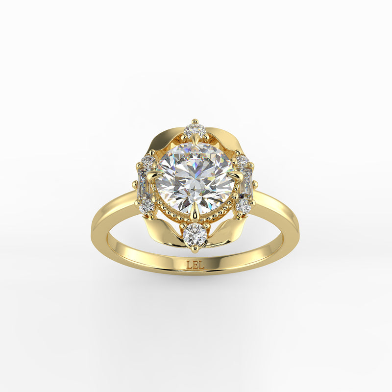 Laurel Baguette Diamond Halo Ring