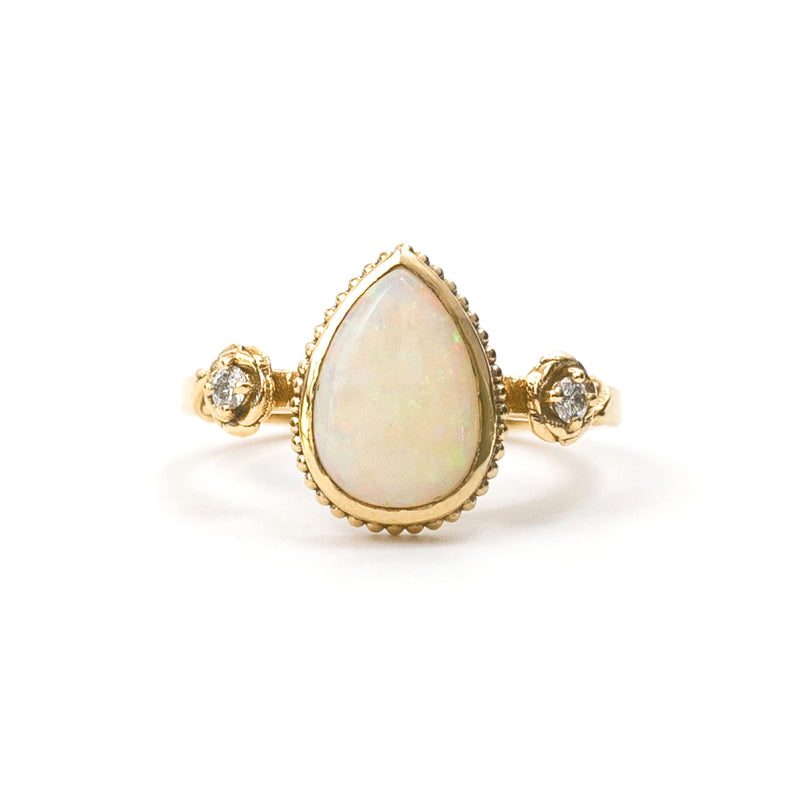 Rose Vine Opal and Diamond Ring