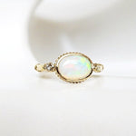 'Rose Vine' Oval Opal Diamond Ring - LEL JEWELRY